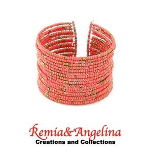 NEW Bohemian Beads Cuff Bangle-Pink